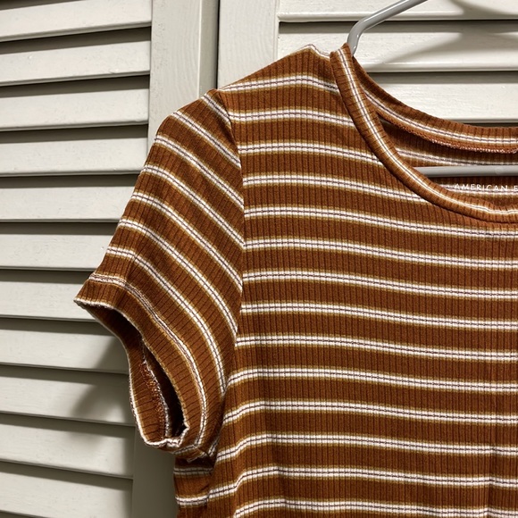 American Eagle Tie Front Orange Striped Shirt (size small) - Picture 3 of 4